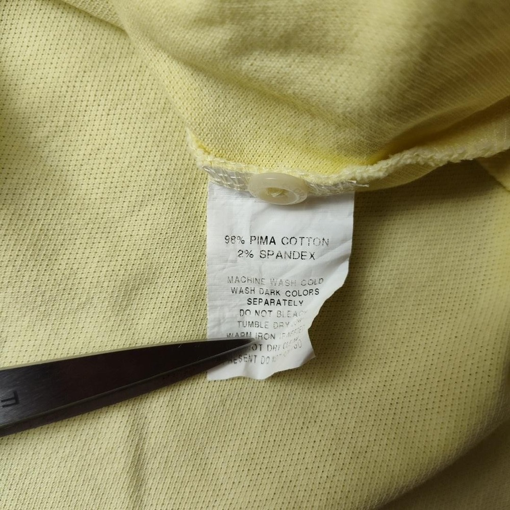 B. Draddy Polo Shirt Mens Large Yellow Pima Cotton Stretch Golf Crest Logo Patch - Picture 8 of 11
